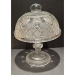 Antique Collectible American Brilliant Cut Glass Covered Pedestal Cake Stand