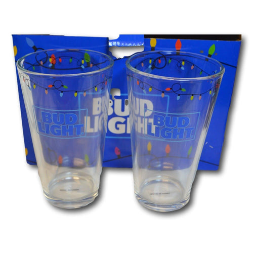 Bud Light Holiday Gifting 2 Pack Pint Beer Glass with Bottle Opener