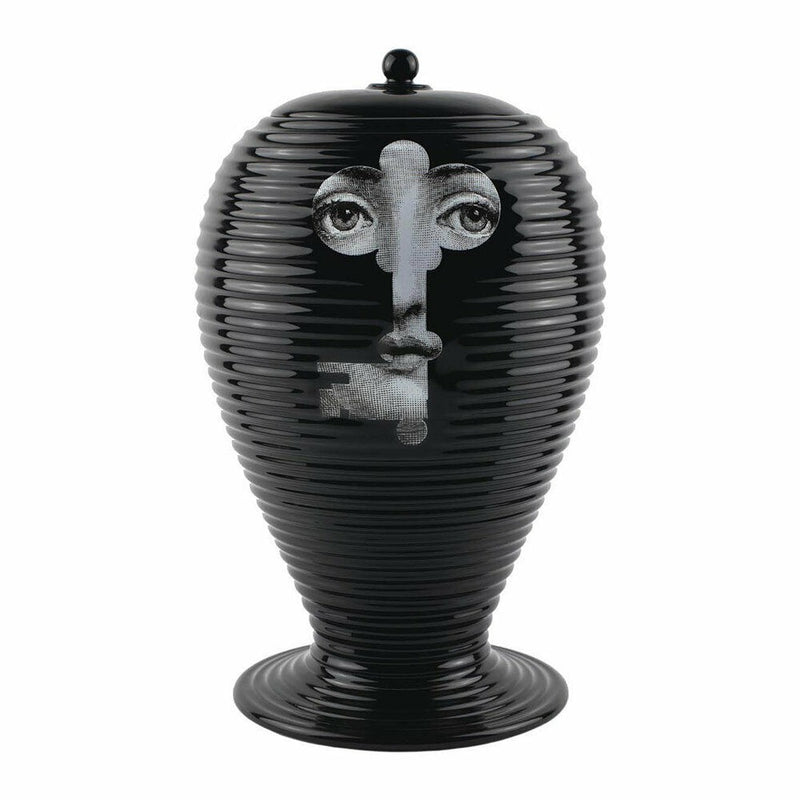Fornasetti Rigato Serratura Keyhole Vase - Black Vase / Jar Figurine NIB