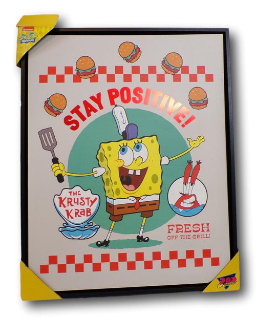 Spongebob Stay Positive Framed Art Poster Krusty Krab - NEW