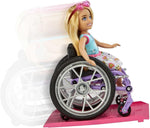 Barbie Chelsea Doll & Wheelchair Moving Wheels, Ramp Sticker Sheet & Access NIB