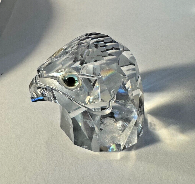 Retired Swarovski Crystal Falcon Bald Eagle Head Figurine