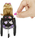 Barbie Chelsea Doll & Wheelchair Moving Wheels, Ramp Sticker Sheet & Access NIB