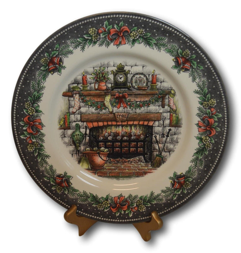 Royal Stafford Christmas Village Fireplace Dinner Plate Set X 6 England