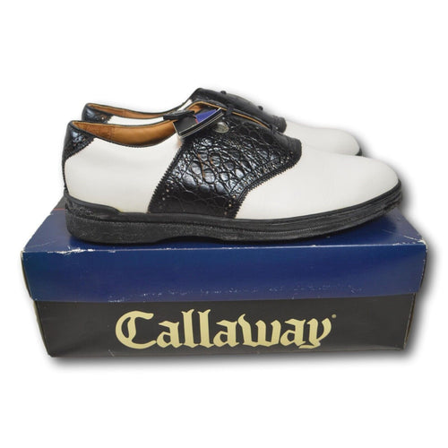 Men's Vintage Callaway Maximus White & Black Leather Saddle Golf Shoes 13N NIB