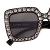 Groovy Oversized Black 100% Authentic Elton John Bling Rhinestone Sunglasses NIB