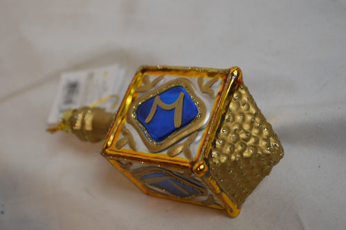 Kurt Adler Noble Gems Glass Dreidel Gold Silver Hanukkah Ornament 4.5" NEW