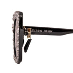 Groovy Oversized Black 100% Authentic Elton John Bling Rhinestone Sunglasses NIB