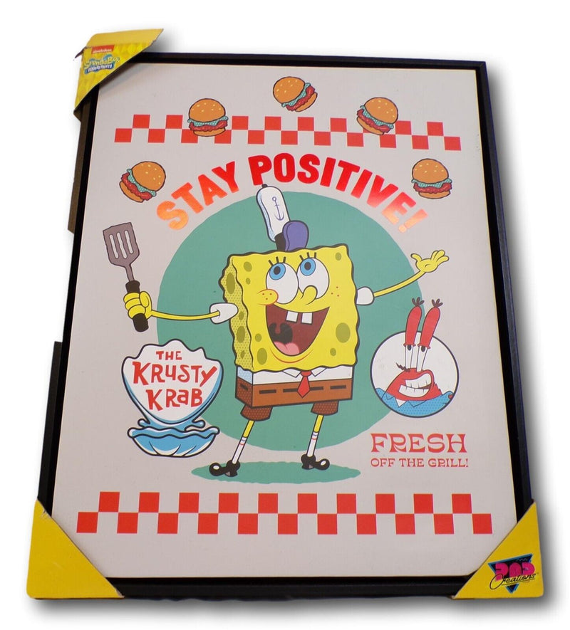 Spongebob Stay Positive Framed Art Poster Krusty Krab - NEW