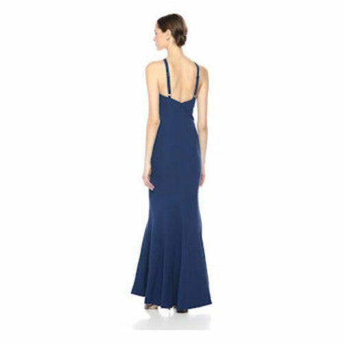 Dress the Population Brianna Halter Mermaid Dress Blue Formal Prom NWT Size: L