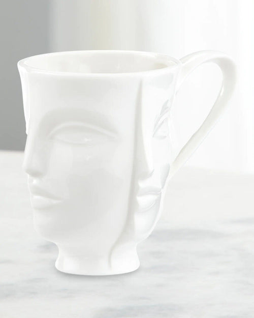 Jonathan Adler White Atlas Face Mug 1-Piece | 12.25 fl. oz. NEW