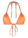 Frankies Bikinis Logo-Print Bikini Top Orange Size: M - NWT