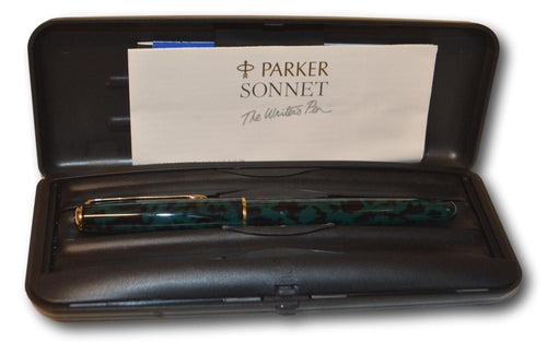 PARKER Fountain Pen Sonnet Lacquer Forest Green Golden Nib Vintage Retro NIB