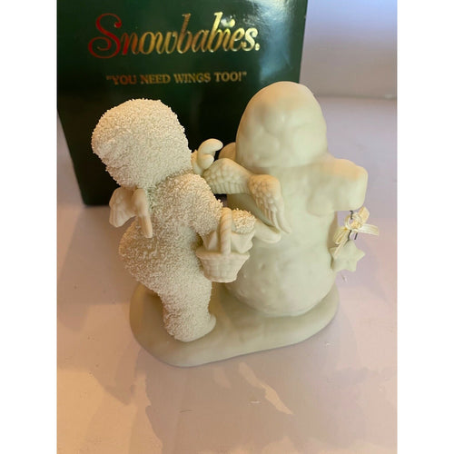 Snowbabies 2001 Dept 56 You Need Wings Too #68818 Retired Snowman Angel Figurine