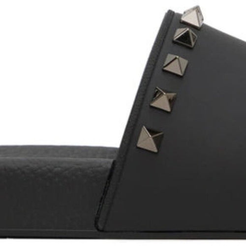 VALENTINO GARAVANI Black Rockstud Slides Size: 45 / 12 US NIB