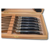 LAGUIOLE Jean Nerom Steak Knives Black Handles Set X 6 France -Presentation Box