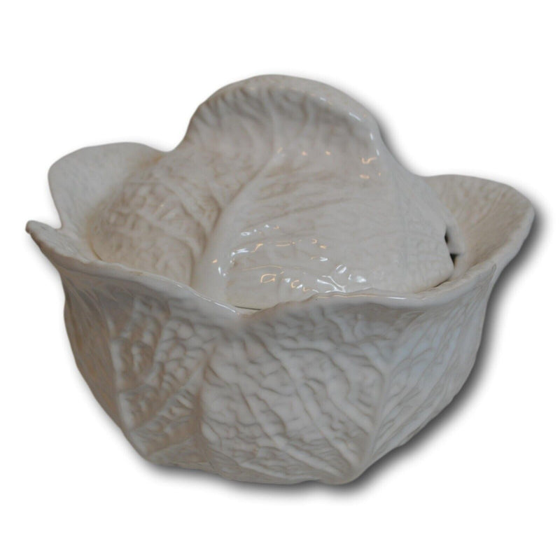 Vintage White Cabbage Soup Tureen + Lid - Made in Portugal