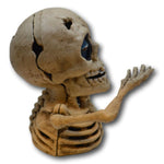 Skull Mechanical Piggy Bank Heavy Cast Iron Collector Patina Skeleton Halloween