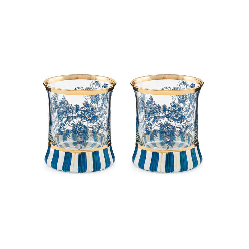 MacKenzie-Childs 59232-1952 Royal English Garden Tumbler (Set/2) Glass Set. New!