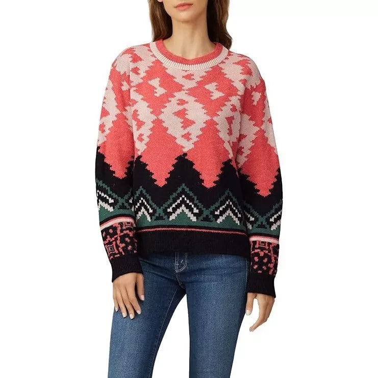 Anthropologie Aldomartins Pink Abstract Designer Sweater Pink Size: