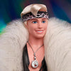 Barbie The Movie Collectible Ken Doll Wearing Big Faux Fur Coat and Black Fringe