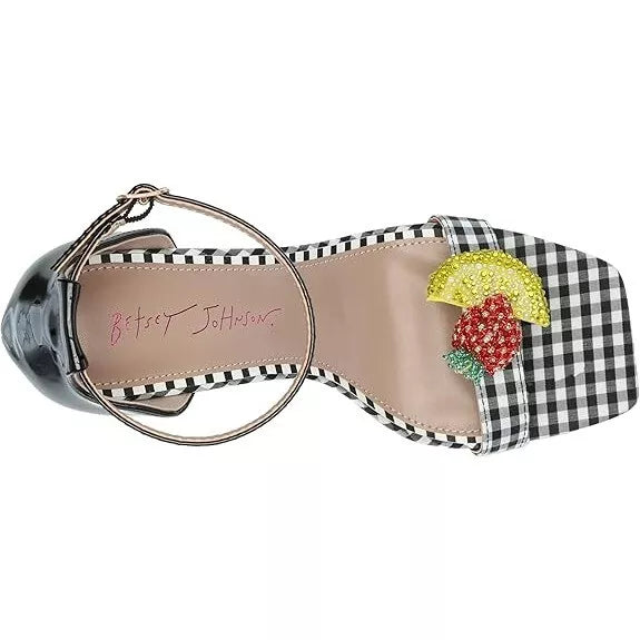 Betsey Johnson Women's Harlen Fruit Wedge Sandals Black Multi