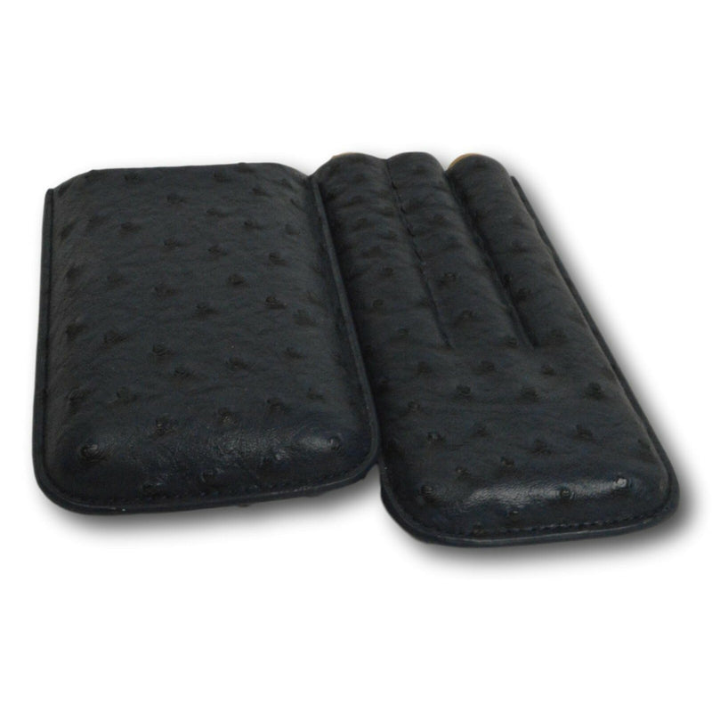Bey-Burke Navy Blue Faux OSTRICH SKIN CIGAR CASE 3 Tube Holder - NEW