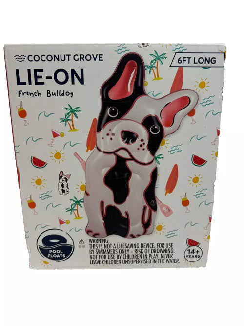 Coconut Grove Inflatable Lie-on, “French Bulldog” Pool Float NIB.