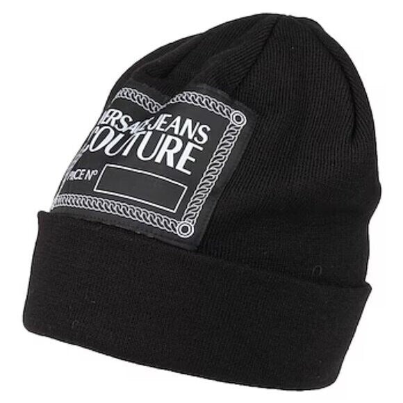 Versace Jeans Couture Men's Black Beanie With Patch - NWT
