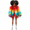 Barbie Extra Doll #1 Furry Rainbow Coat with Pet Poodle Brunette Afro-Puffs NIB