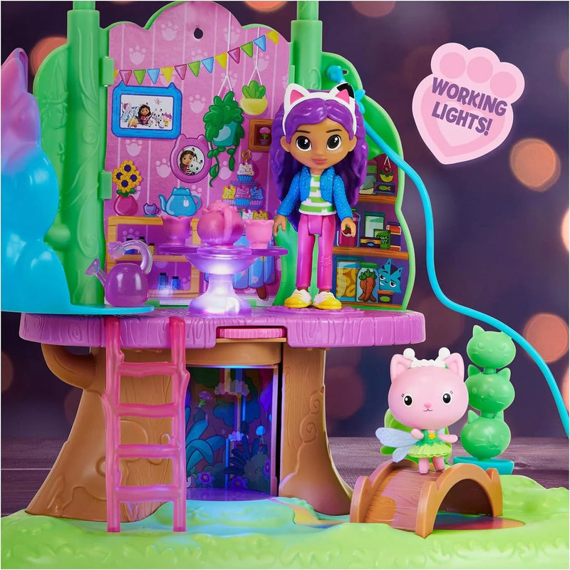 Gabby's Dollhouse Transforming Garden Treehouse Playset + Lights 2 Figures NIB