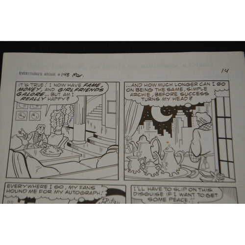 ORIGINAL Comic Graphic ART Everything's Archie #148 p.14 Dan DeCarlo 1990