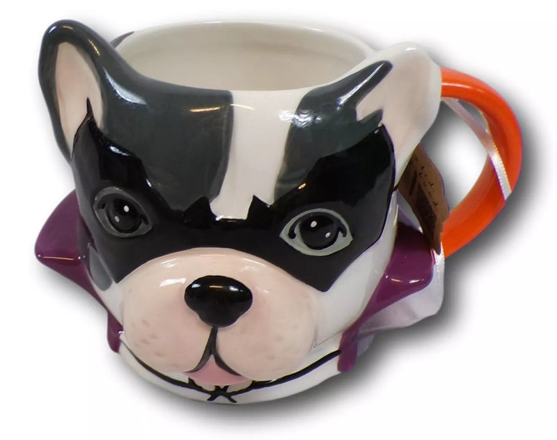 Halloween Frenchie French Bulldog Vampire Handpainted Ceramic Coffee Mug NWT