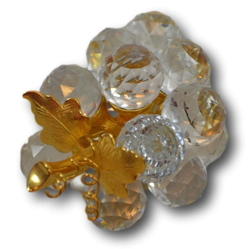 Swarovski Crystal Sparkling Grape Cluster Rhodium Plated Gold Leaves Figurine