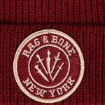 RAG & BONE Burgundy Charlie appliquéd ribbed wool-blend beanie - NEW