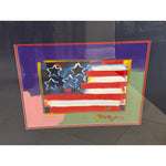 Peter Max Original American Flag Artwork - Framed and Signed