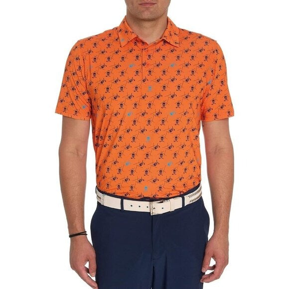 Robert Graham Men's Orange Stinger Short-Sleeve Knit Polo Size: S NWT