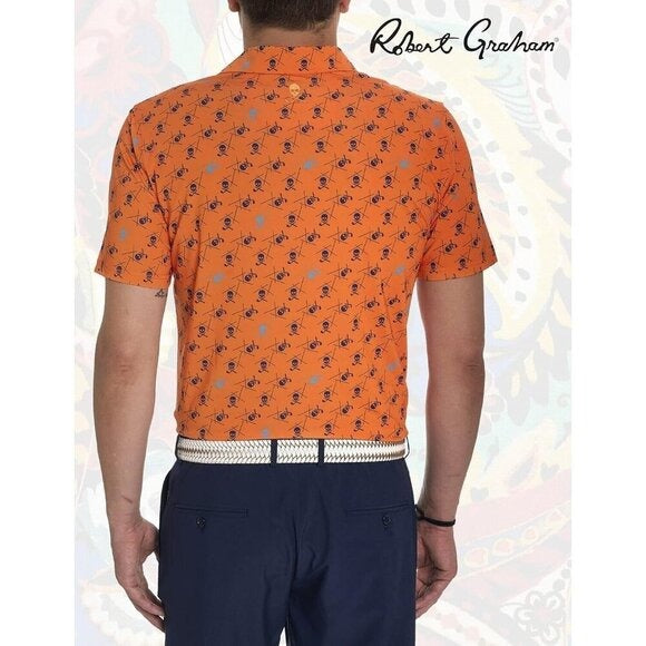 Robert Graham Men's Orange Stinger Short-Sleeve Knit Polo Size: S NWT