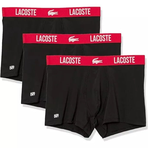 Lacoste Men's Short Microfiber Boxer Briefs Set 3-Pack, BLACK/RED, XXL NIB