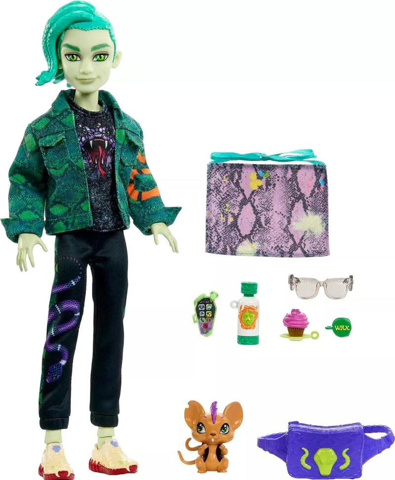 Monster High Deuce Gorgon Doll in Signature Look with Denim Snake Jacket NIB