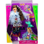 Barbie Extra Doll #9 in Blue Ruffled Jacket Pet Crocodile Bling Hair Clips NIB