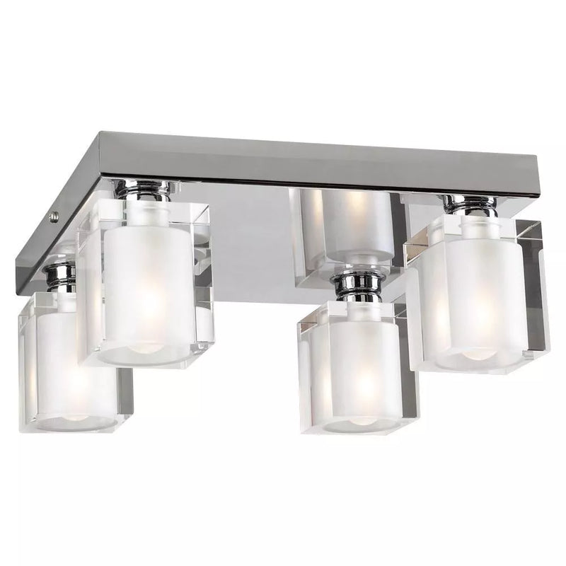 PLC Lighting 4 Light Ceiling Light Glacier Collection 3486 PC Chrome & Glass NEW