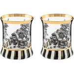 MacKenzie-Childs B&W Royal English Garden Tumbler (Set/2) Glass Set. NEW!