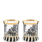 MacKenzie-Childs B&W Royal English Garden Tumbler (Set/2) Glass Set. NEW!