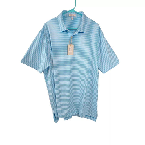 Peter Millar Blue & White Heritage Performance Jersey Polo Shirt