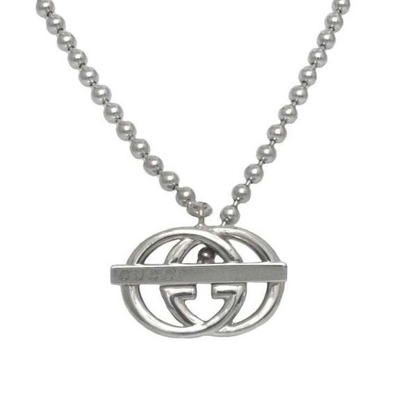 Gucci  Sterling Silver Interlocking G Brit Toggle Necklace NIB