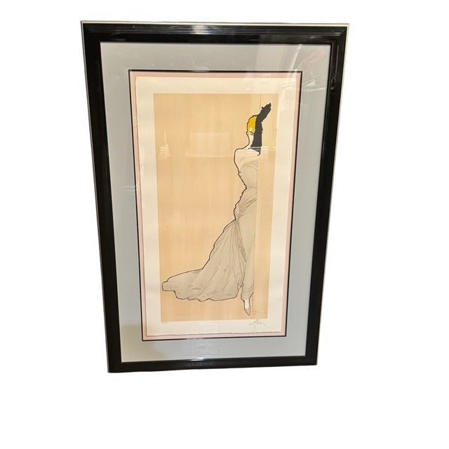 Rene Gruau Woman in a Doorway Framed Lithograph Signed Limited Ed + COA 1990