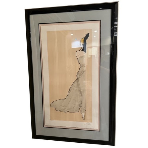 Rene Gruau Woman in a Doorway Framed Lithograph Signed Limited Ed + COA 1990