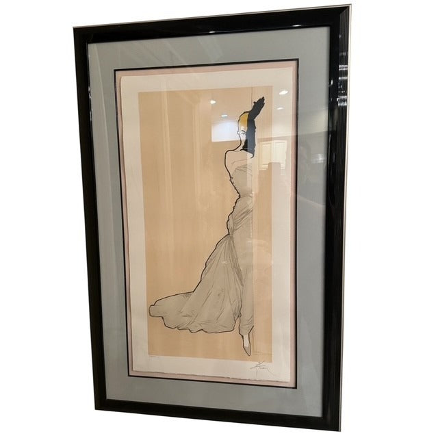 Rene Gruau Woman in a Doorway Framed Lithograph Signed Limited Ed + COA 1990