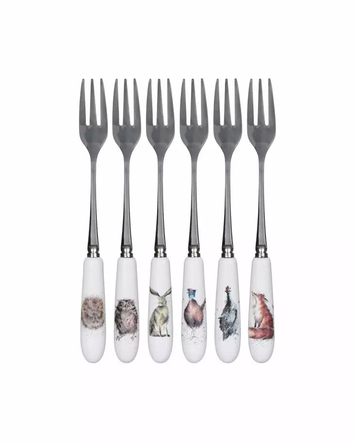 Royal Worcester by Hannah Dale Wrendale Animal Set of 6 Pastry Forks NIB